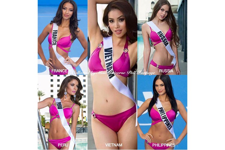 Mới đây, trên trang fanpage Miss Universe Poll,  Hoa hậu Phạm Hương đã cư dân mạng được bình chọn là thí sinh mặc bikini đẹp nhất tại cuộc thi Hoa hậu Hoàn vũ Thế giới 2015.